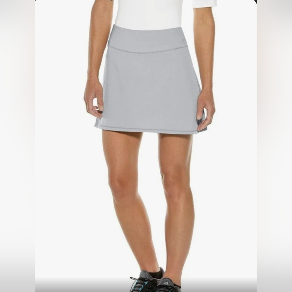 Coolibar Grand Slam Tennis Skort Light Gray Sz Medium UPF 50+ UV Protection